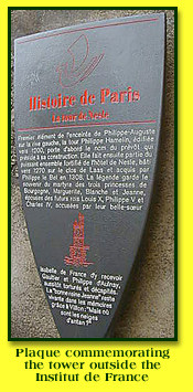 Plaque commemorating the site of the Tower of Nesle